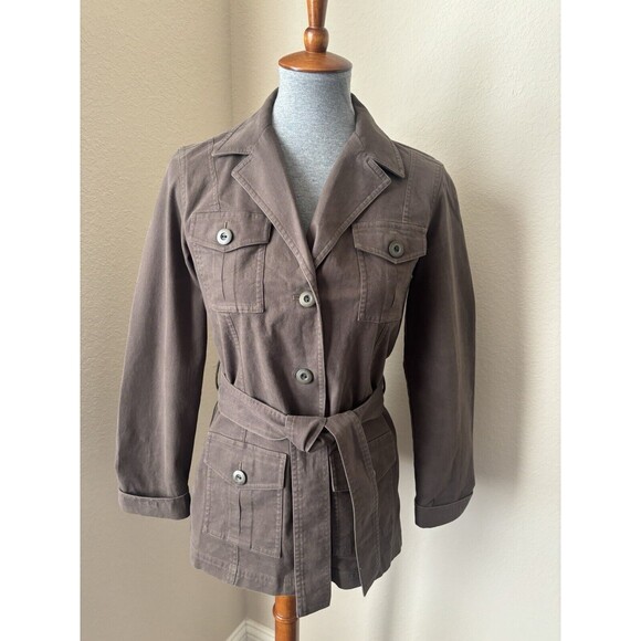 Talbots Women's Size 4 Brown Button-Up Belted Utility Jacket - Picture 1 of 6